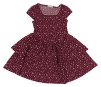 Vínové kvetované vrstvené šaty Primark