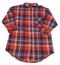 Červeno-tmavomodro-růžová kostkovaná halenka Next