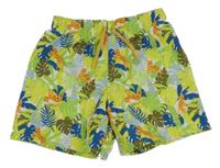 Zelené plážové kraťasy s listy a leopardy H&M