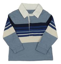 Modro-tmavomodré polo triko s pruhy Primark