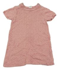 Svetloružové vzorované pletené šaty H&M