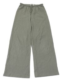 Khaki vzorované ľahké široké nohavice H&M