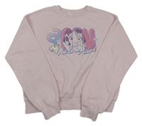 Svetloružová crop mikina s potlačou H&M