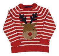 Červeno-biely pruhovaný ľahký sveter so sobom Mothercare