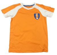 Oranžovo-biele športové tričko s nášivkou s číslom Name it