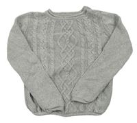 Sivý sveter s copánkovým vzorom zn. H&M