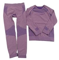 2set - Fialové vzorované funkční triko + legíny Crivit