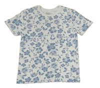 Bílo-modré květované tričko Primark