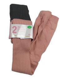 Nové - 2set - 2x žebrované punčocháče - růžové + antracitové Primark