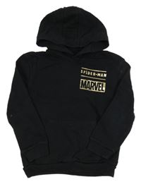 Čierna mikina so Spidrmanem a nápismi a kapucňou Marvel