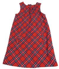 Červeno-tmavomodro-biele kockované šaty s mašlou zn. H&M