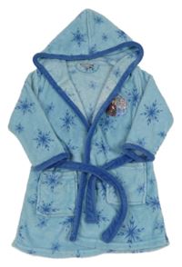 Modrý plyšový župan s vločkami a kapucí - Frozen  
