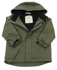 Khaki šusťáková lehce zateplená bunda s kapucí H&M