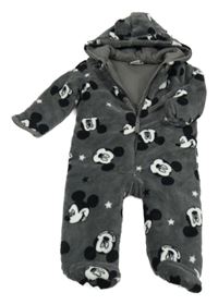 Antracitová plyšová zateplená kombinéza s Mickeym a kapucňou Disney