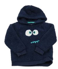Tmavomodrá huňatá mikina s kapucí - príšerka Lily & Dan