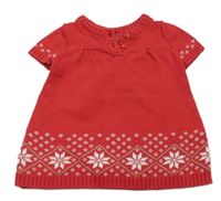 Červeno-bílé pletené šaty s norským vzorem Miniclub