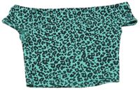 Zeleno-čierny rebrovaný crop top s leopardím vzorom Matalan