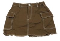 Hnedá rifľová cargo sukňa H&M