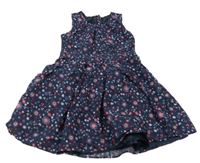 Tmavomodro-ružové kvetované šaty Name it