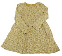 Hořčicovo-biele kvetované šaty H&M