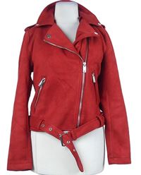 Dámský červený semišový crop křivák s páskem Primark 