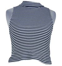 Dámský tmavomodro-bílý pruhovaný žebrovaný crop top H&M