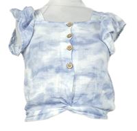 Dámská modro-bílá batikovaná crop halenka 