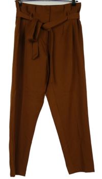 Dámské skořicové paper bag kalhoty s páskem New Look