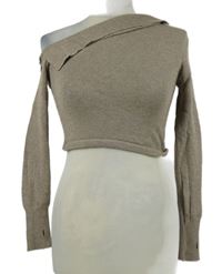 Dámsky béžový crop asymetrický sveter