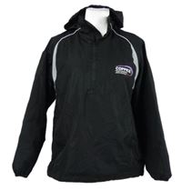 Dámska čierna šušťáková jarná bunda s kapucňou