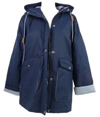 Dámský tmavomodrý nepromokavý jarní kabát s kapucí Marc Angelo 
