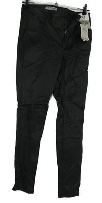 Nové - Dámské černé potažené skinny kalhoty Denim 