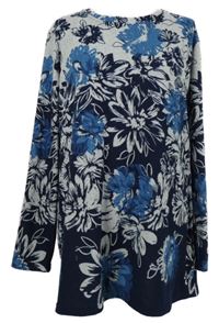 Dámská šedo-tmavomodrá květovaná svetrová tunika Isle 