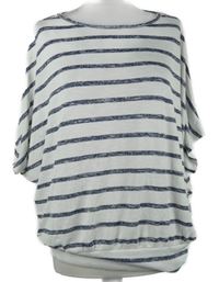Dámske bielo-tmavomodré pruhované úpletové tričko New Look