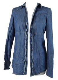 Dámská modrá halenka riflového vzhledu s volánikmi S. Oliver