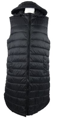 Dámská černá šusťáková zateplená maxi vesta s kapucí Only 