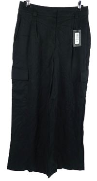 Nové - Dámské černé volné kalhoty s kapsami M&S