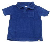 Modré froté polo tričko s vreckom GAP