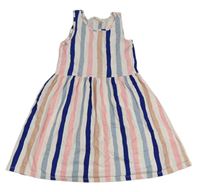 Bielo-modro-ružovo-béžové pruhované šaty H&M