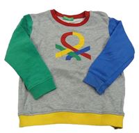 Sivo-modro-zelená mikina s logom Benetton
