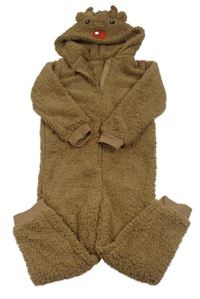 Nové- Hnědá huňatá kombinéza s kapucí- sob Dunnes