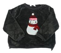 Tmavosivá chlpatá mikina so sněhulákem H&M