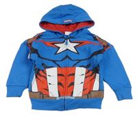 Modrá prepínaci mikina s potlačou a kapucí- Captain America Marvel