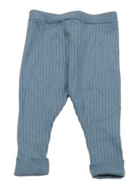 Modré rebrované pletené nohavice Little nutmeg