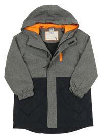 Šedo-černá šusťáková jarní bunda s kapucí Kiki&Koko