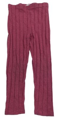 Vínové melírované rebrované úpletové legíny Shein