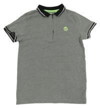 Sivo-čierne polo tričko s výšivkou F&F