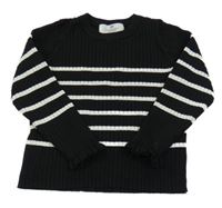 Čierno-biely pruhovaný rebrovaný sveter H&M