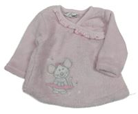 Svetloružová chlpatá mikina s myškou Ergee