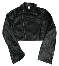 Čierna koženková crop bunda Shein